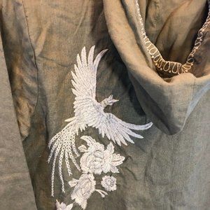 JOHNNY WAS BIYA Carnelita zip hoodie in Olive